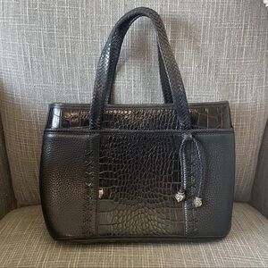 Brighton Shoulder Purse Bag Black Crocodile Heart Tassels Y2K